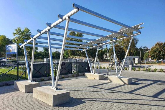 Модульная система крепления BIPV - Стальной кронштейн 115 мм с предварительно собранной рамой для солнечного навеса на крыше